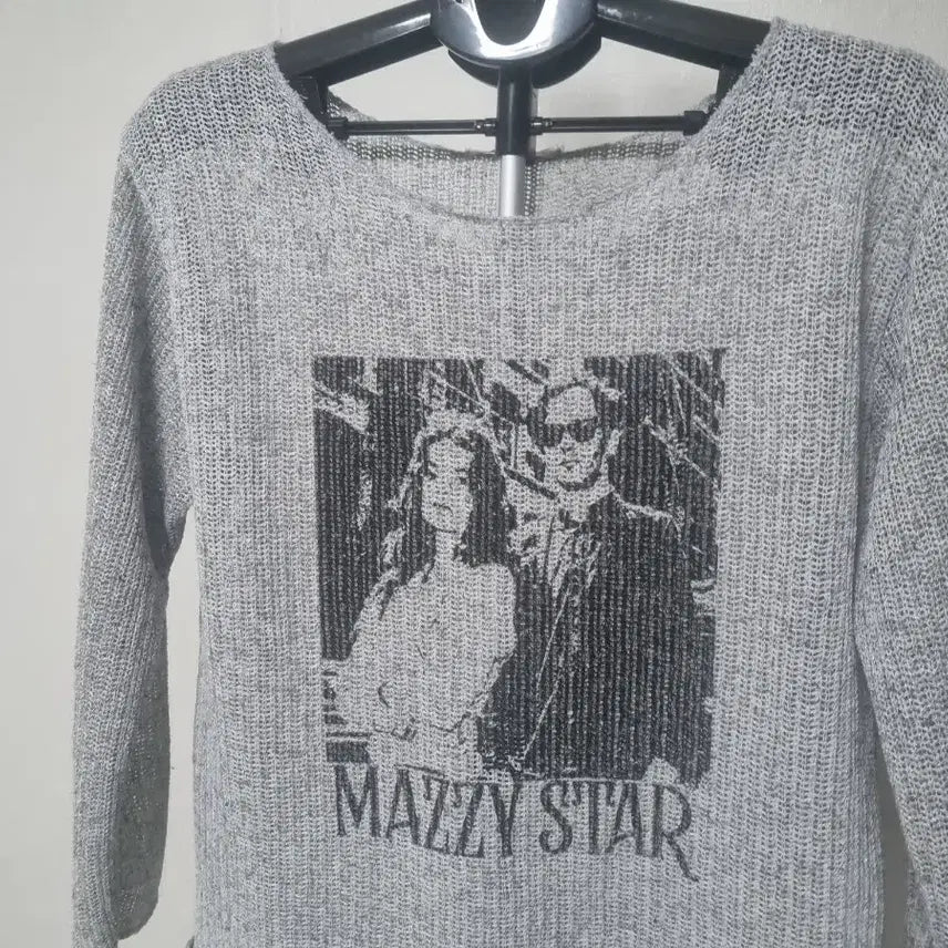 [BUNJANG] Sheer Grey Long Sleeve Knit Top / 시스루 그레이컬러 긴팔니트티 회색