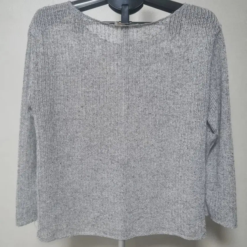 [BUNJANG] Sheer Grey Long Sleeve Knit Top / 시스루 그레이컬러 긴팔니트티 회색