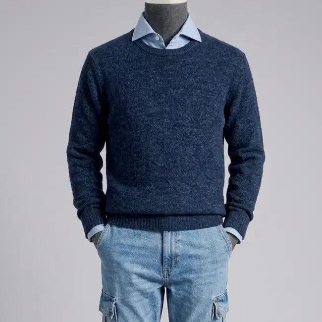 [BUNJANG] And Z by Ziozia Heathered Navy Tweed Knit / 지오지아 And Z/앤드지 보카시 멜란지 네이비 트위드 니트/100