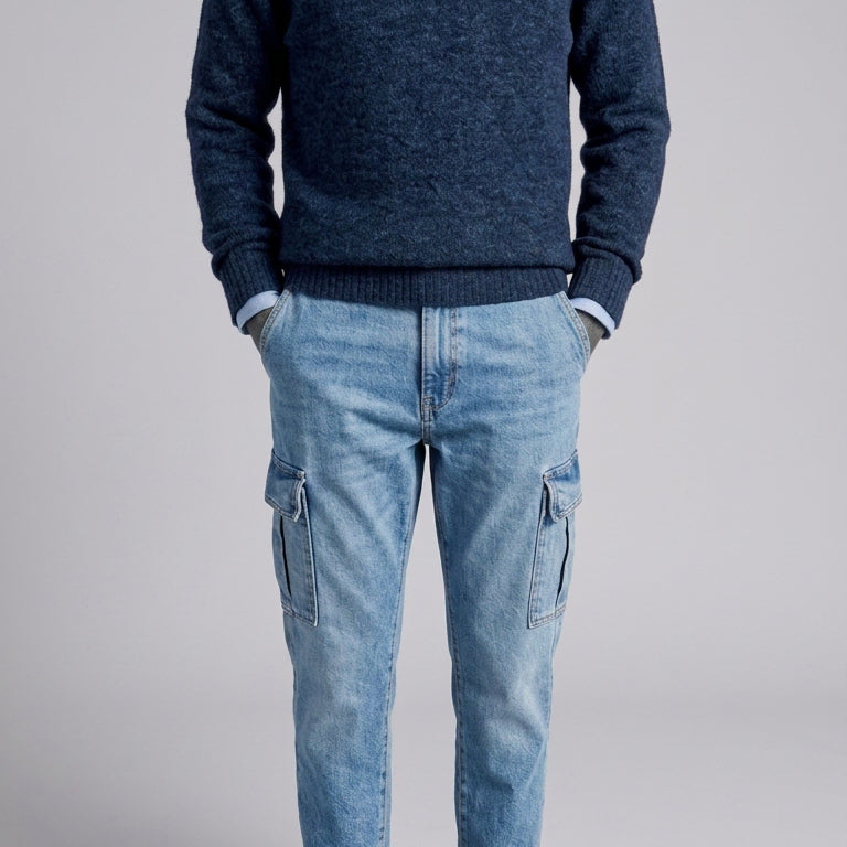 [BUNJANG] And Z by Ziozia Heathered Navy Tweed Knit / 지오지아 And Z/앤드지 보카시 멜란지 네이비 트위드 니트/100