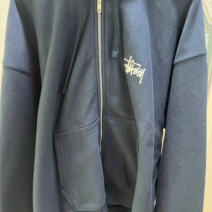 [BUNJANG] Stussy Basic Zip-Up Hoodie Navy / 스투시 베이직 후드 집업 네이비 L