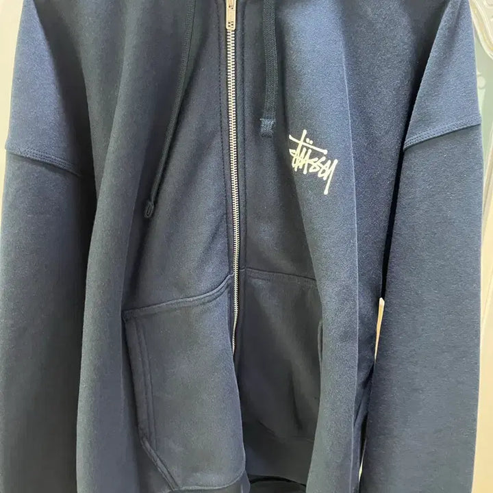 [BUNJANG] Stussy Basic Zip-Up Hoodie Navy / 스투시 베이직 후드 집업 네이비 L