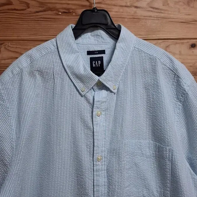 [BUNJANG] GAP Striped Pique Short Sleeve Shirt XL / GAP 스트라이프 지지미 반팔 셔츠