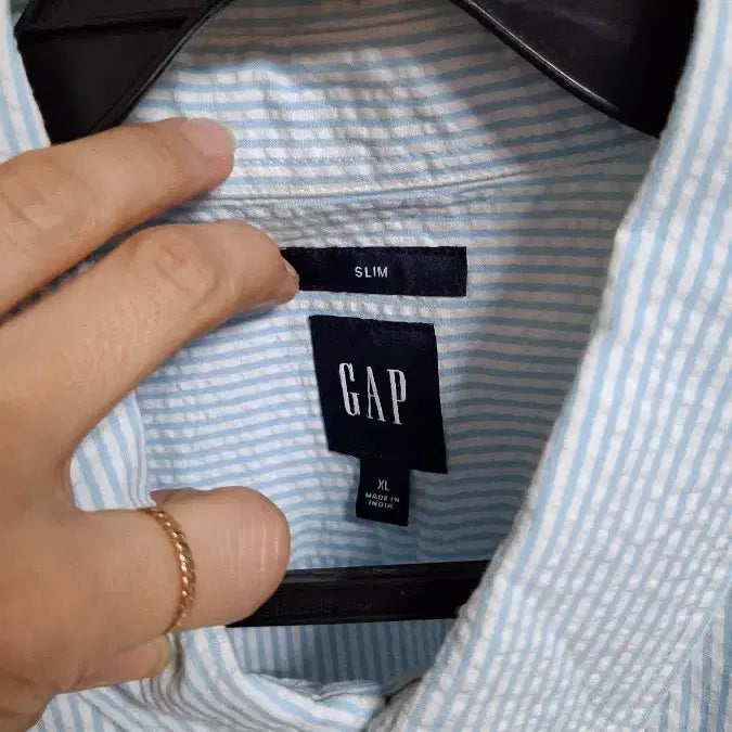 [BUNJANG] GAP Striped Pique Short Sleeve Shirt XL / GAP 스트라이프 지지미 반팔 셔츠
