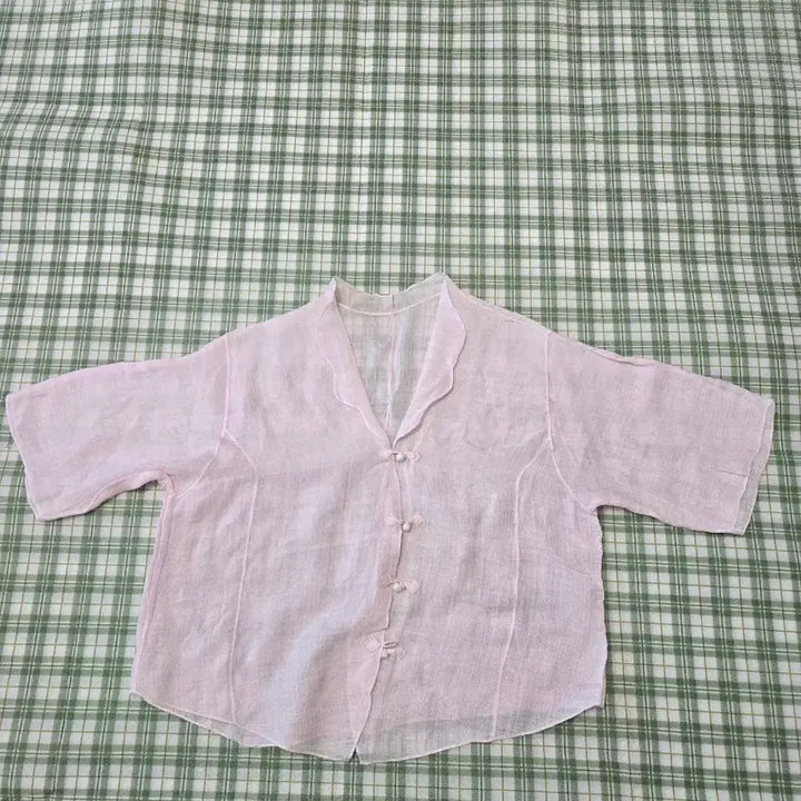 [BUNJANG] Linen Blend Reform Shirt - Pastel Pink - Size 66 / 4ㅡ모시  연핑크  개량셔츠ㅡ66