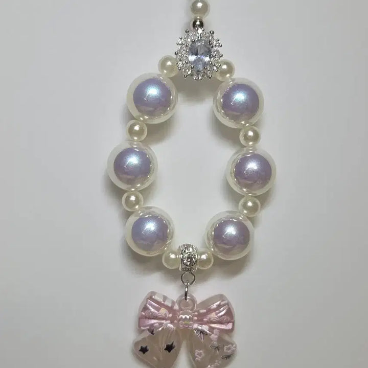 [BUNJANG] Pearl Ribbon Keychain Phone Charm / 진주 리본 키링 핸드폰 장식