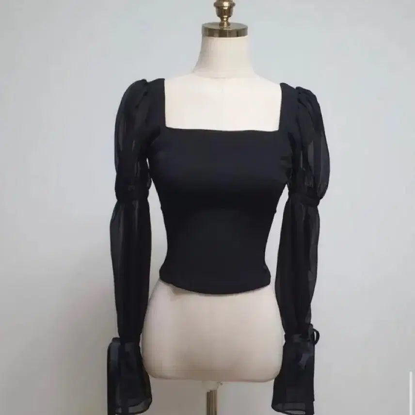 [BUNJANG] Ballerina Puff Ribbon Sleeve Blouse / 발레리나 퍼프 리본소매 블라우스 s