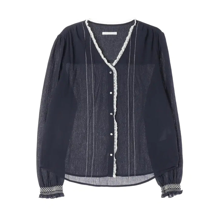 [BUNJANG] Thanat 26SS Ethnic Lace Blouse Navy / 타낫 26SS T/T Ethn 에스닉 레이스 블라우스 네이비