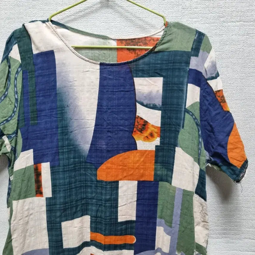 [BUNJANG] Short Sleeve Midi Dress with Unique Pattern / 사072 반팔 미디 원피스
