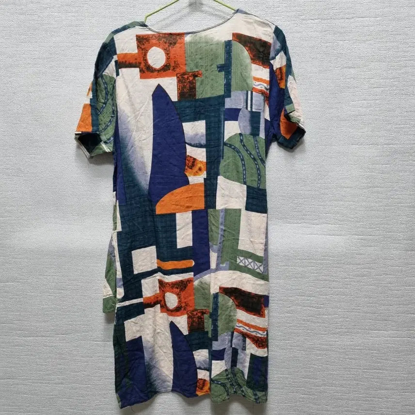 [BUNJANG] Short Sleeve Midi Dress with Unique Pattern / 사072 반팔 미디 원피스