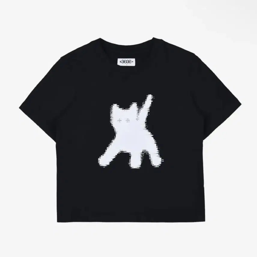 [BUNJANG] AEAE Cat Eye Crop T-Shirt Black / aeae 고양이 크롭 반팔티