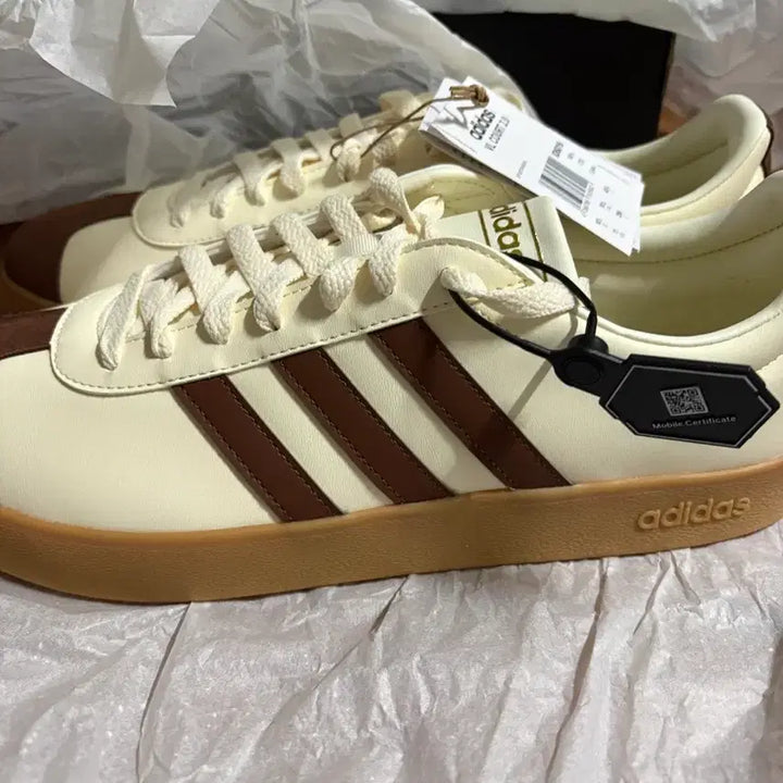 [BUNJANG] Adidas VL Court 2.0 Cream Brown Sneakers / 새상품)아디다스 크림 브라운 290