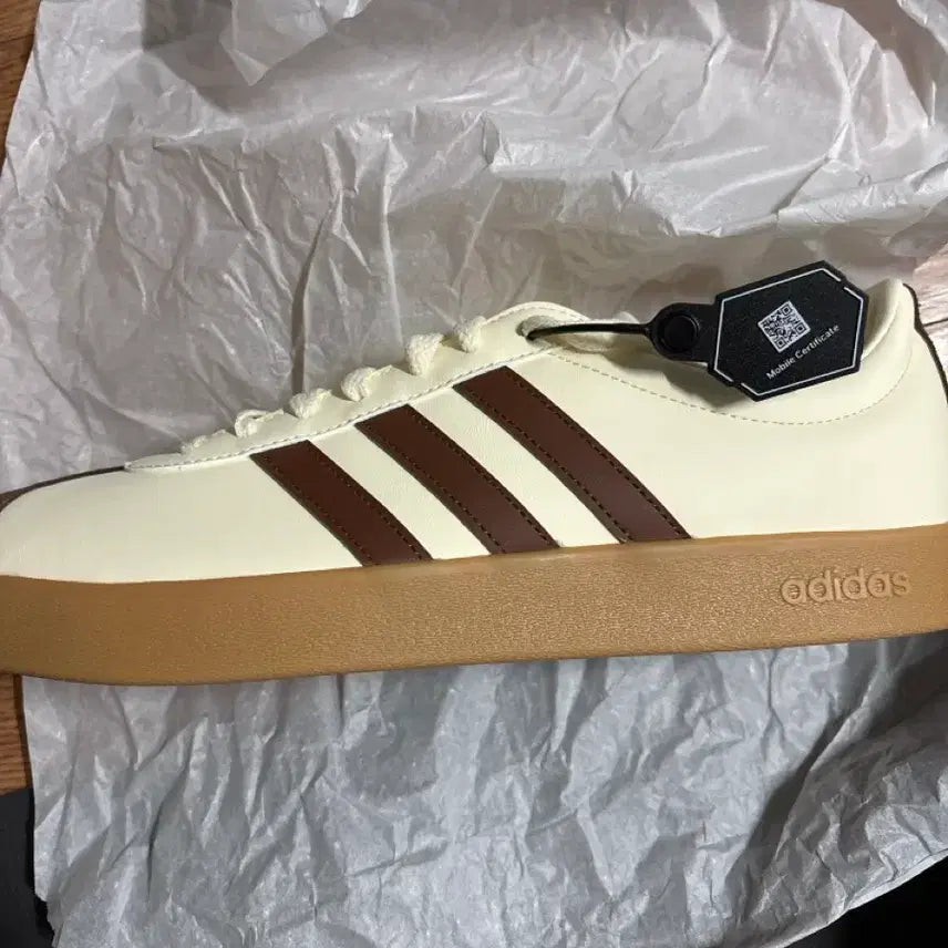 [BUNJANG] Adidas VL Court 2.0 Cream Brown Sneakers / 새상품)아디다스 크림 브라운 290