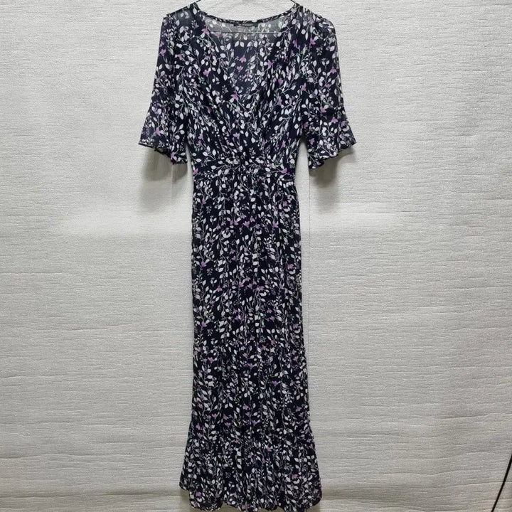 [BUNJANG] Chiffon Long Dress Floral Pattern / 사074 쉬폰 롱 원피스