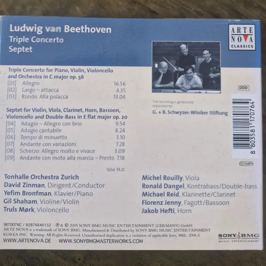 [BUNJANG] Ludwig van Beethoven Triple Concerto, Op. 56 &amp; Septet, Op. 20 CD / CD 베토벤 삼중 협주곡