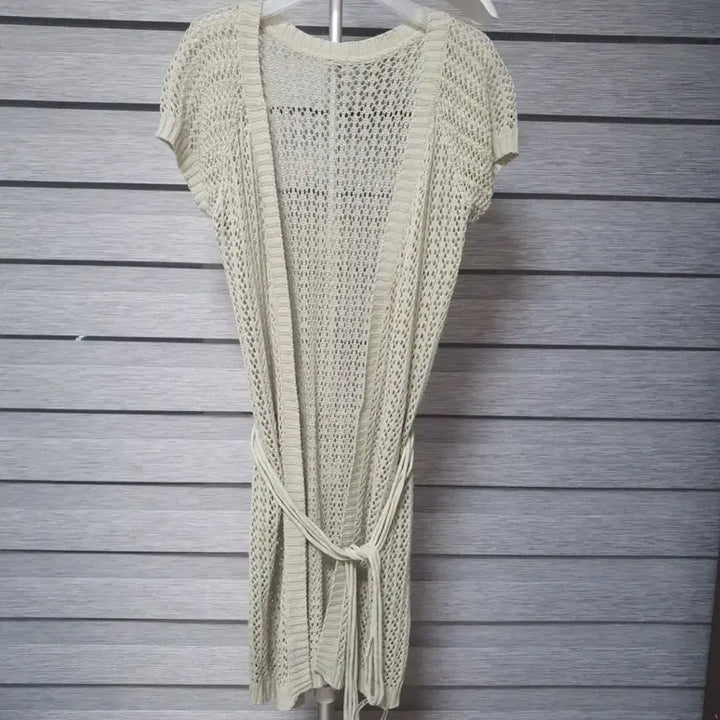 [BUNJANG] Light Khaki Knit Short Sleeve Cardigan / 연카키 니트 반팔 가디건
