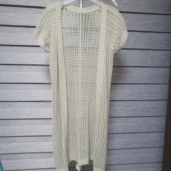 [BUNJANG] Light Khaki Knit Short Sleeve Cardigan / 연카키 니트 반팔 가디건