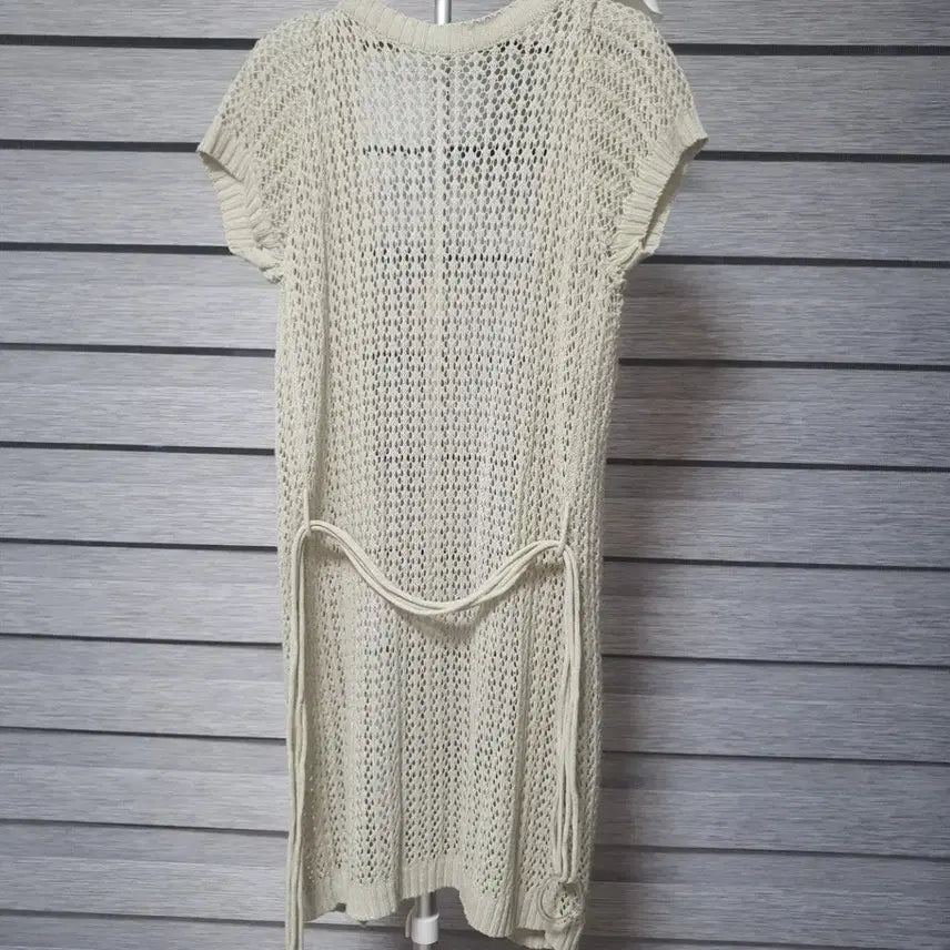 [BUNJANG] Light Khaki Knit Short Sleeve Cardigan / 연카키 니트 반팔 가디건