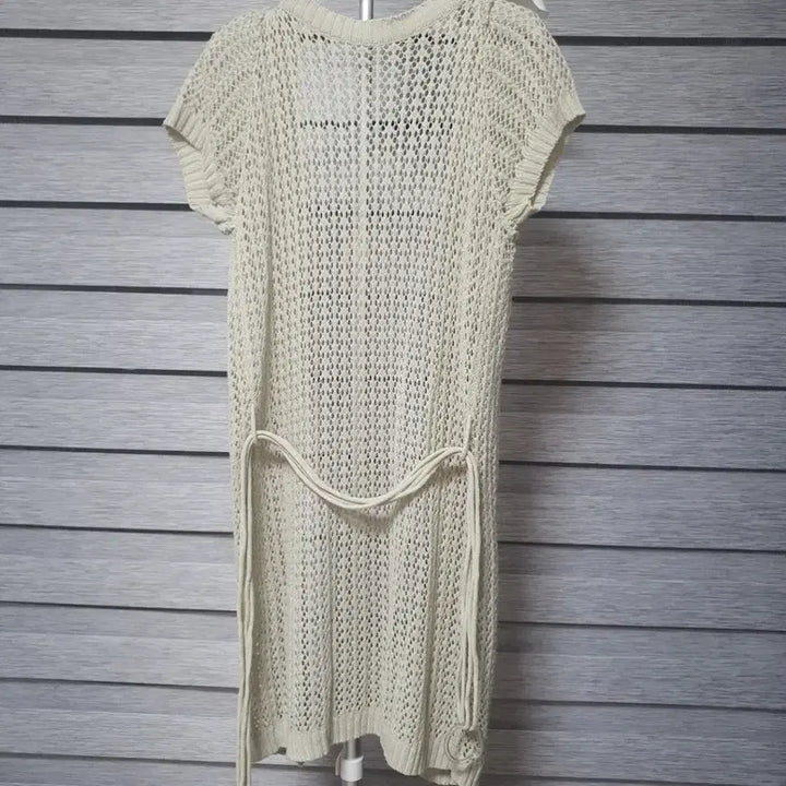 [BUNJANG] Light Khaki Knit Short Sleeve Cardigan / 연카키 니트 반팔 가디건