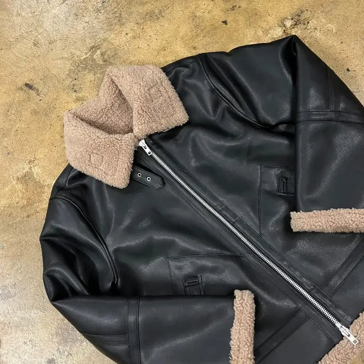 [BUNJANG] Dope Jason Black Leather Mustang Jacket / [정품/L] 도프제이슨 블랙 레더 무스탕 자켓