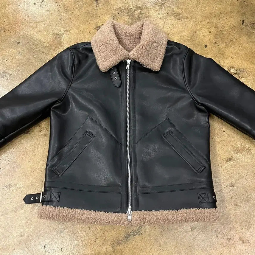[BUNJANG] Dope Jason Black Leather Mustang Jacket / [정품/L] 도프제이슨 블랙 레더 무스탕 자켓