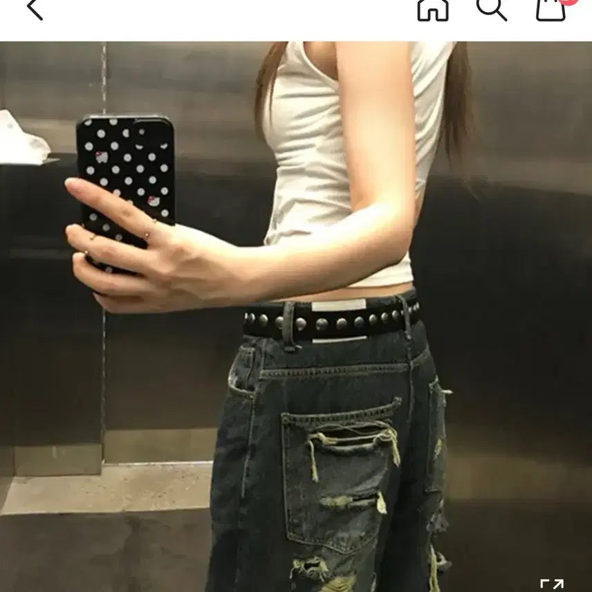 [BUNJANG] OOTJ Denim Wide Leg Jeans / Ootj데님 와이드청바지 찢청 데님팬츠 데미지팬츠