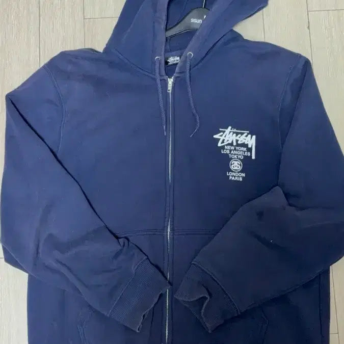 [BUNJANG] Stussy World Tour Navy Hoodie Zip-up L / 스투시 월드투어 네이비 후드집업L