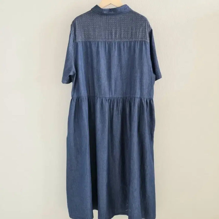 [BUNJANG] Denim Short-Sleeve Long Dress / 청 데님 반팔 롱 원피스