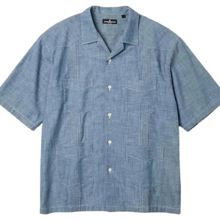 [BUNJANG] GU x Engineered Garments 5/8 Sleeve Cuban Shirt Blue XL / GU x 엔지니어드 가먼츠 쿠반 셔츠 5/8 슬리브 블루 XL