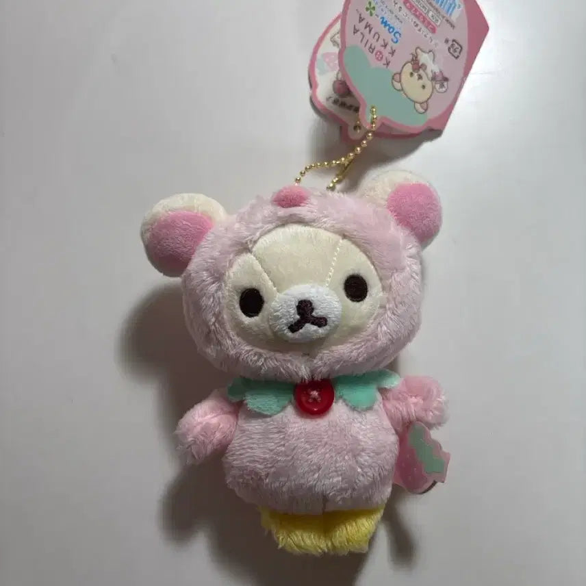 [BUNJANG] San-X Rilakkuma Strawberry Penguin Mascot Keychain / 코리락쿠마 딸기 하루 펭귄 마스코트 인형 핑크 산엑스 키링