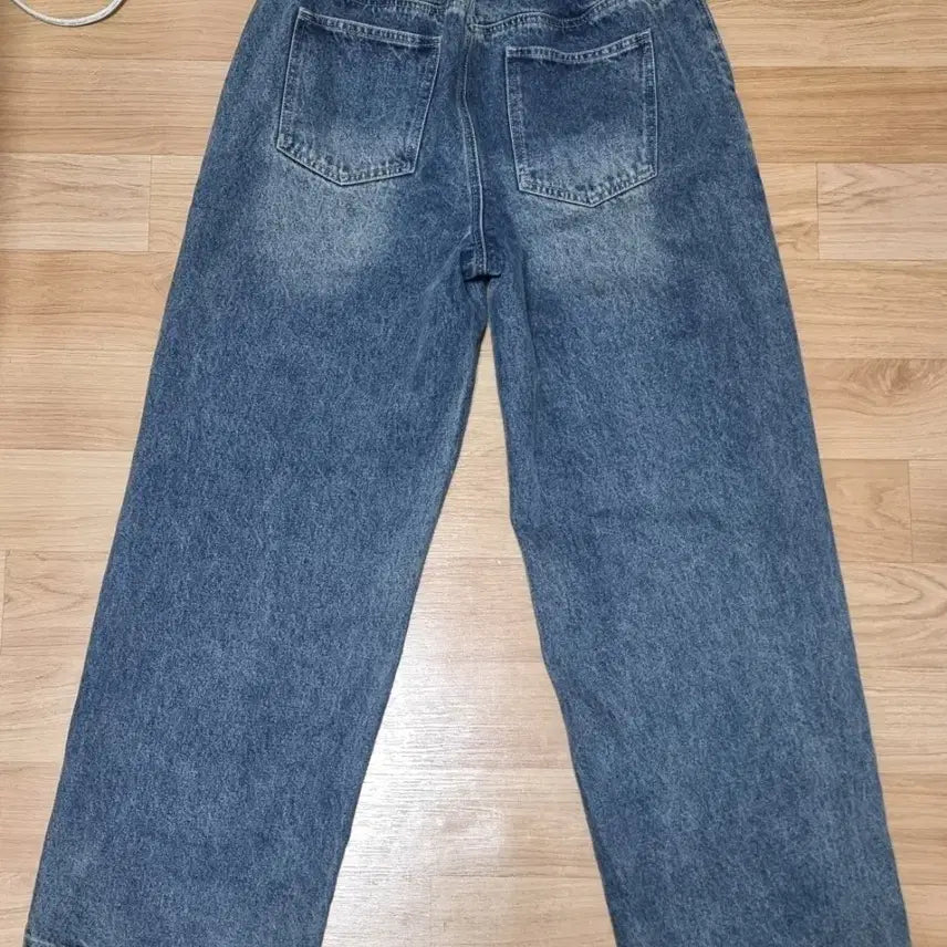 [BUNJANG] Wide Denim Pants with Banding / 청바지 와이드 데님 밴딩팬츠