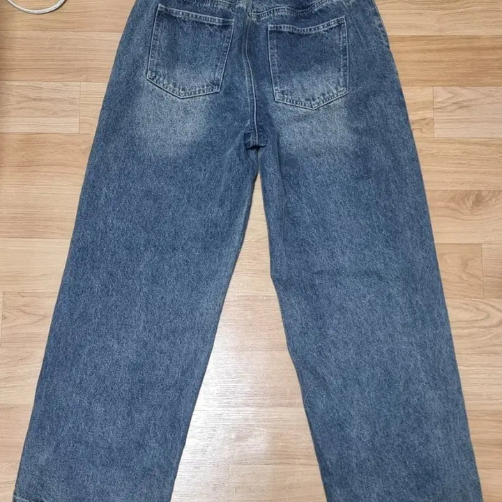 [BUNJANG] Wide Denim Pants with Banding / 청바지 와이드 데님 밴딩팬츠