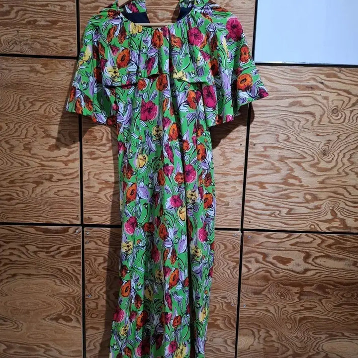 [BUNJANG] System Flower Print Green Long Dress / 시스템 플라워 프린트 그린 롱 원피스