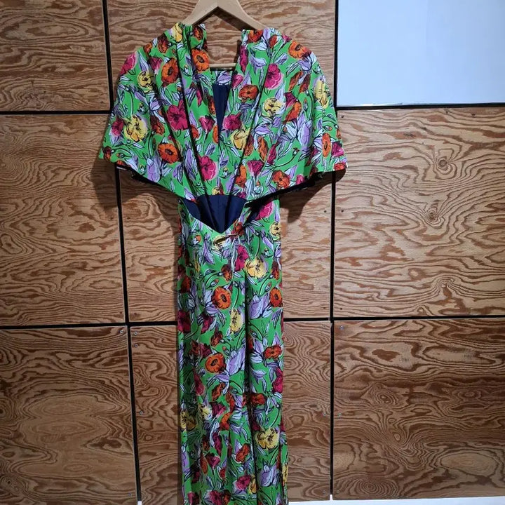 [BUNJANG] System Flower Print Green Long Dress / 시스템 플라워 프린트 그린 롱 원피스