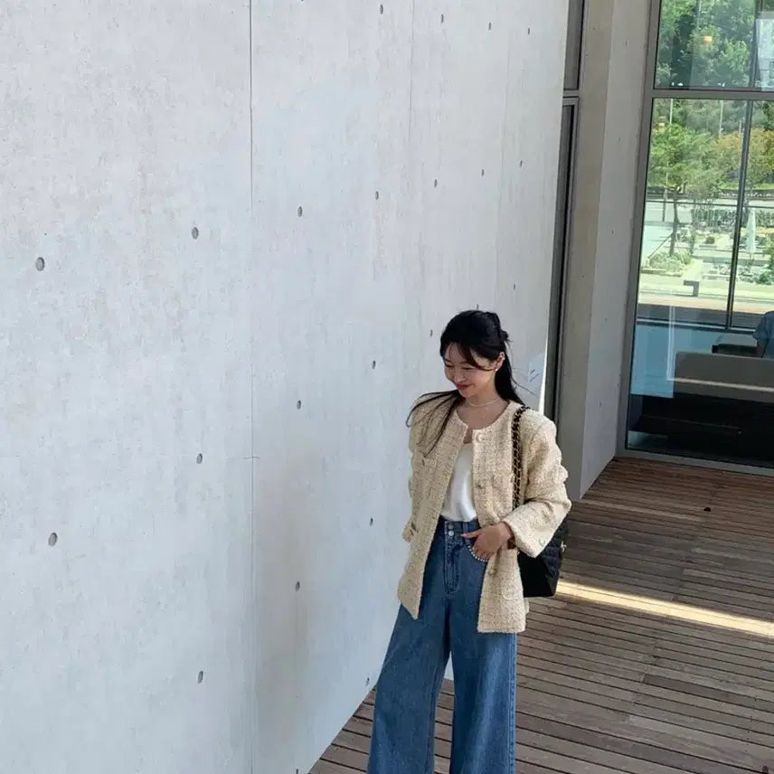 [BUNJANG] Bicini Pearl Wide Fit Denim Jeans - Size M / 새상품 바이씨니 진주데님 M사이즈