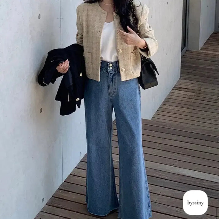 [BUNJANG] Bicini Pearl Wide Fit Denim Jeans - Size M / 새상품 바이씨니 진주데님 M사이즈