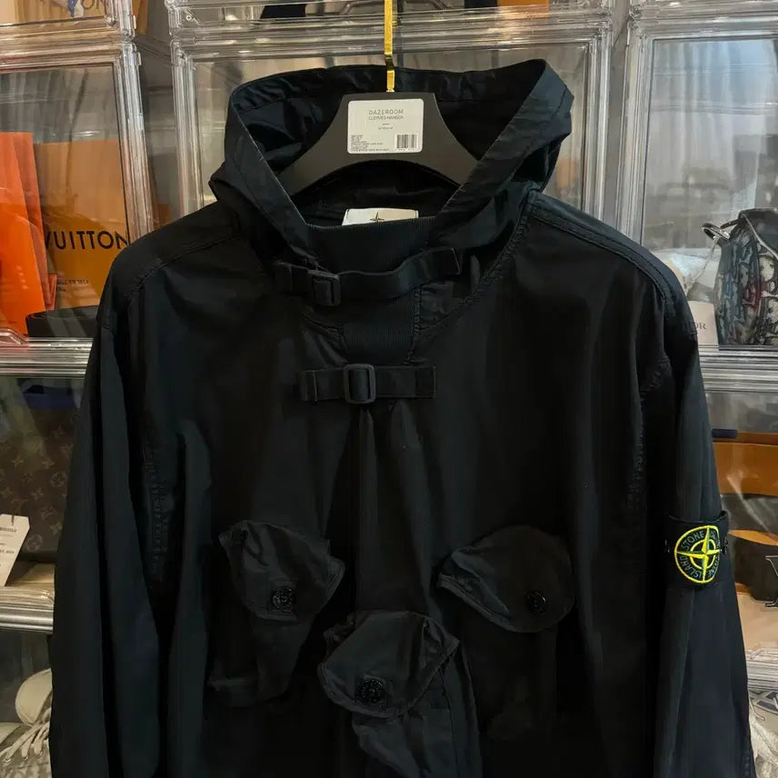 [BUNJANG] Stone Island Stretch Gabardine Hooded Anorak Black XL / [정품/백화점판] 스톤아일랜드 스트레치 개버딘 후드 아노락 블랙