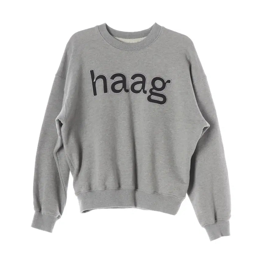 [BUNJANG] Haag 23FW Logo Embroidered Cotton Sweatshirt Mélange Grey / 헤이그 23FW haag 로고 자수 면 맨투맨 스웨트셔츠 멜란지그레이