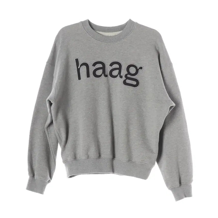 [BUNJANG] Haag 23FW Logo Embroidered Cotton Sweatshirt Mélange Grey / 헤이그 23FW haag 로고 자수 면 맨투맨 스웨트셔츠 멜란지그레이