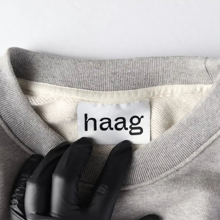 [BUNJANG] Haag 23FW Logo Embroidered Cotton Sweatshirt Mélange Grey / 헤이그 23FW haag 로고 자수 면 맨투맨 스웨트셔츠 멜란지그레이