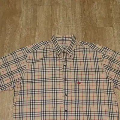 [BUNJANG] Burberry Beige Check Short Sleeve Shirt / (105)A910. 버버리/베이지체크 반팔셔츠