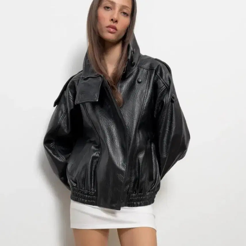 [BUNJANG] Zara Faux Leather Jumper / 자라 페이크 레더 점퍼