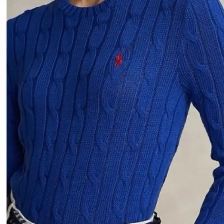 [BUNJANG] Polo Ralph Lauren Cable Knit Short Sleeve Sweater - Blue (Sealed) / 폴로 랄프로렌 케이블 반팔 니트 블루 미개봉 새상품