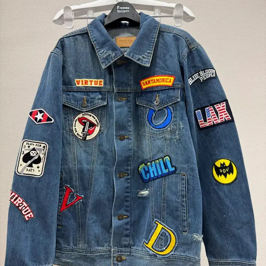 [BUNJANG] Denim of Virtue Indigo Denim Jacket / 데님오브벌츄 와펜 인디고 데님 자켓