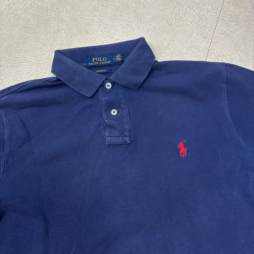 [BUNJANG] Polo Ralph Lauren Navy Collar T-Shirt / 폴로 랄프로렌 네이비 카라 티셔츠