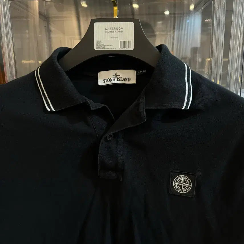 [SOLD OUT] [정품 , L사이즈] 스톤아일랜드 반팔 카라티 블랙