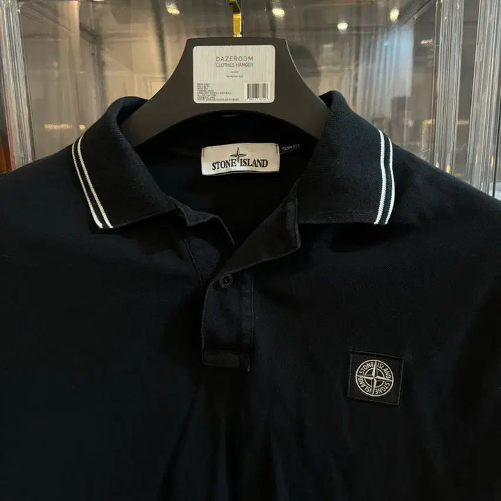 [SOLD OUT] [정품 , L사이즈] 스톤아일랜드 반팔 카라티 블랙