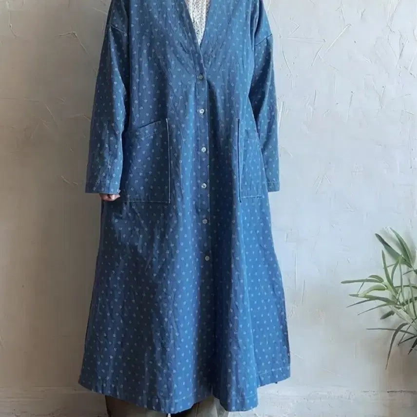 [BUNJANG] Nikke Vintage Denim Long Dress Blue / 니케 빈티지 데님 롱 원피스 블루