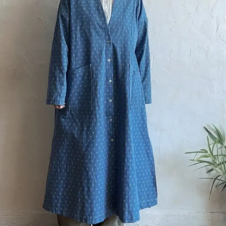 [BUNJANG] Nikke Vintage Denim Long Dress Blue / 니케 빈티지 데님 롱 원피스 블루