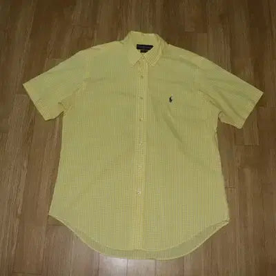 [BUNJANG] Polo Yellow White Check Short Sleeve Shirt / (110) A973. 폴로/옐로우화이트 체크반팔셔츠